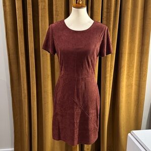 41 Hawthorn rust colored Short-Sleeve Suede like fabric Mini Dress.